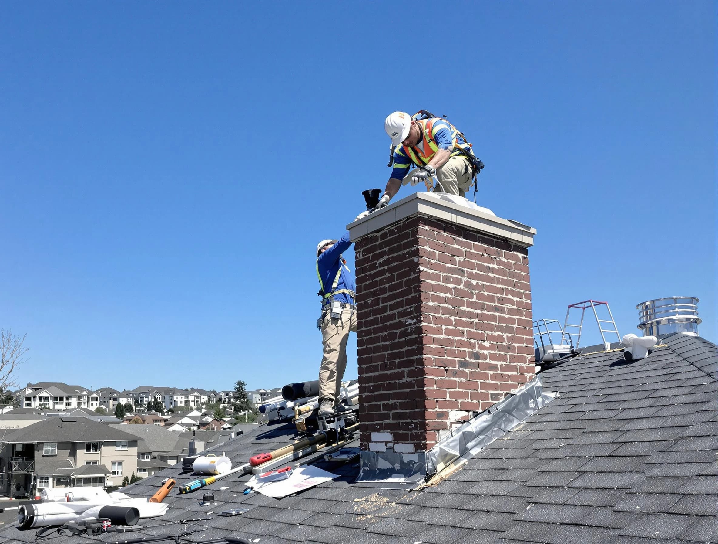 Mapleton Chimney Sweep repairing a chimney crown in Mapleton, UT