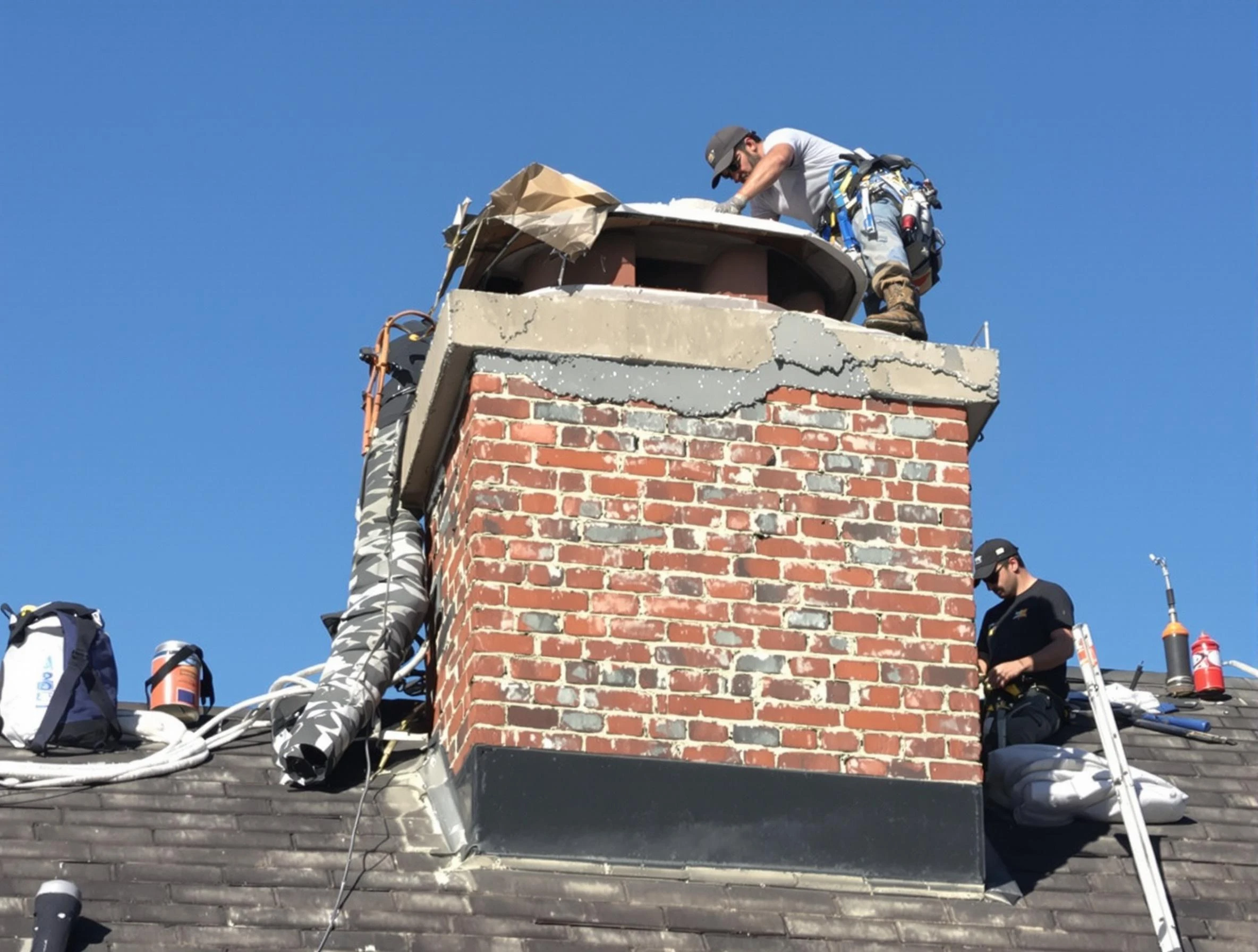 Mapleton Chimney Sweep installing a custom chimney crown in Mapleton, UT