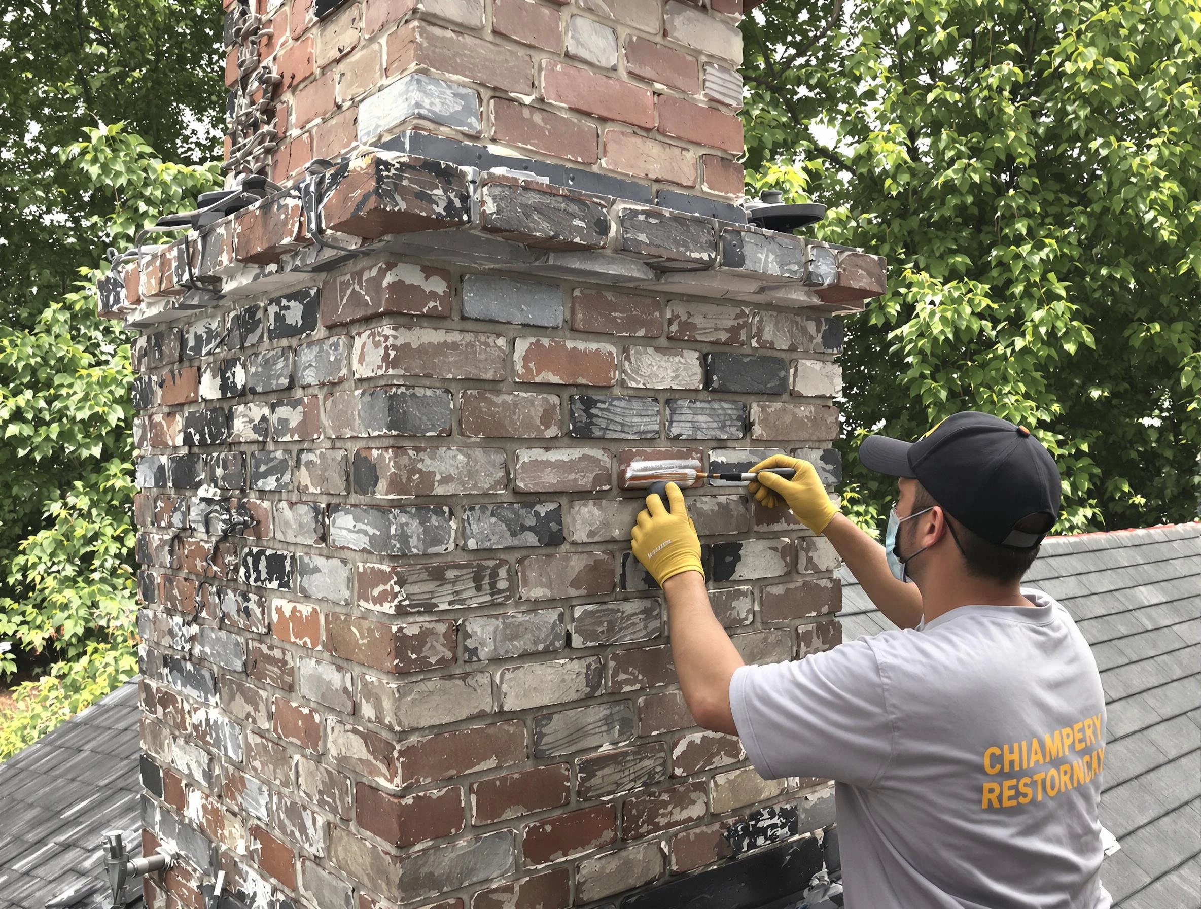 In-progress chimney restoration by Mapleton Chimney Sweep in Mapleton, UT
